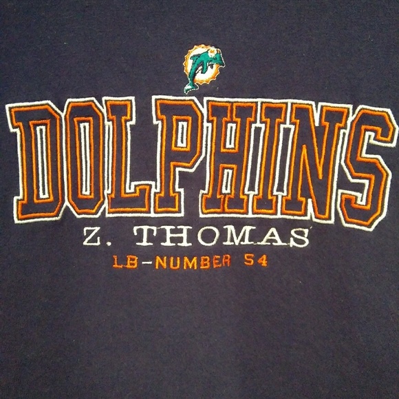Players Inc NFL Zack Thomas #54 Miami Sweatshirt - Picture 3 of 5